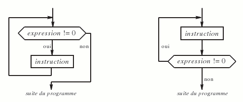 Fig. 4 - Instruction while (à gauche) et do...while (à droite)